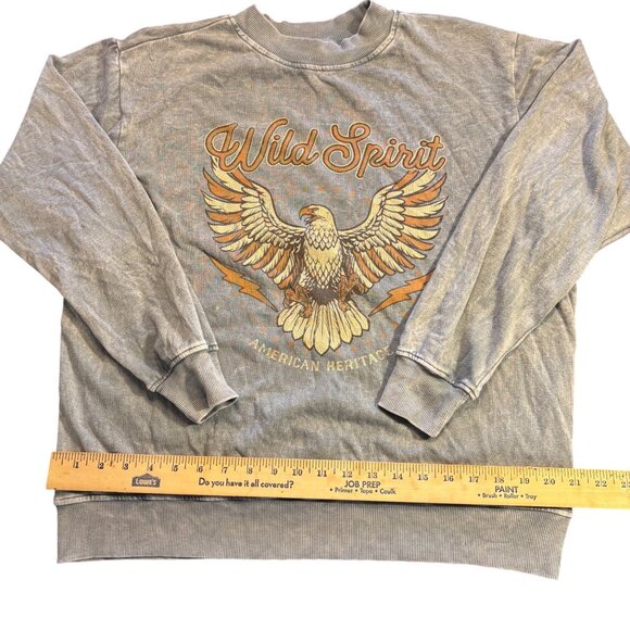 Hrt & Luv Wild Spirit Sweatshirt M Distressed Design American Heritage - Picture 10 of 12